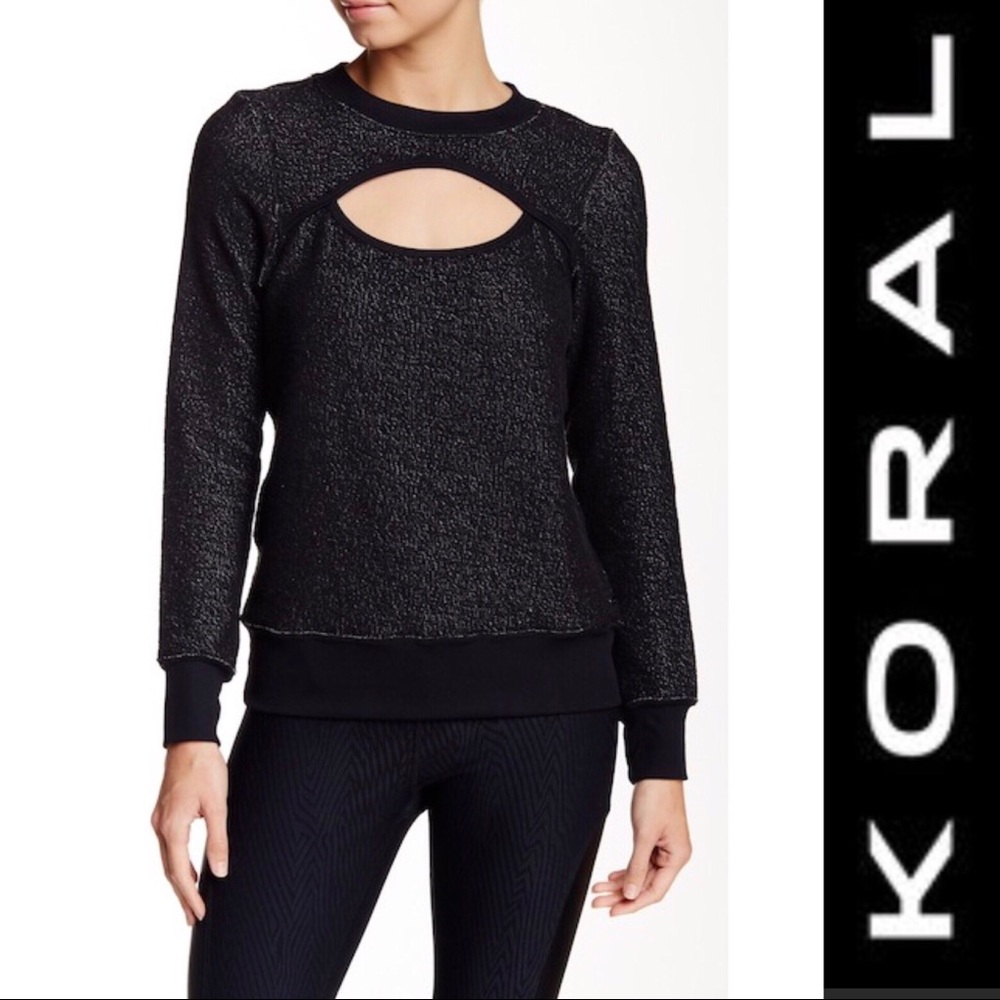 NWT Koral Black And Gray Cutout Workout Athleisure Sweatshirt